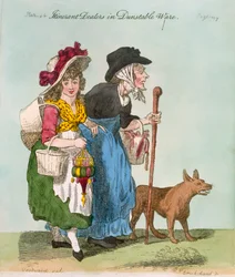 Wędrowni dealerzy w Dustable Ware, 1796 (ręcznie kolorowana akwaforta)